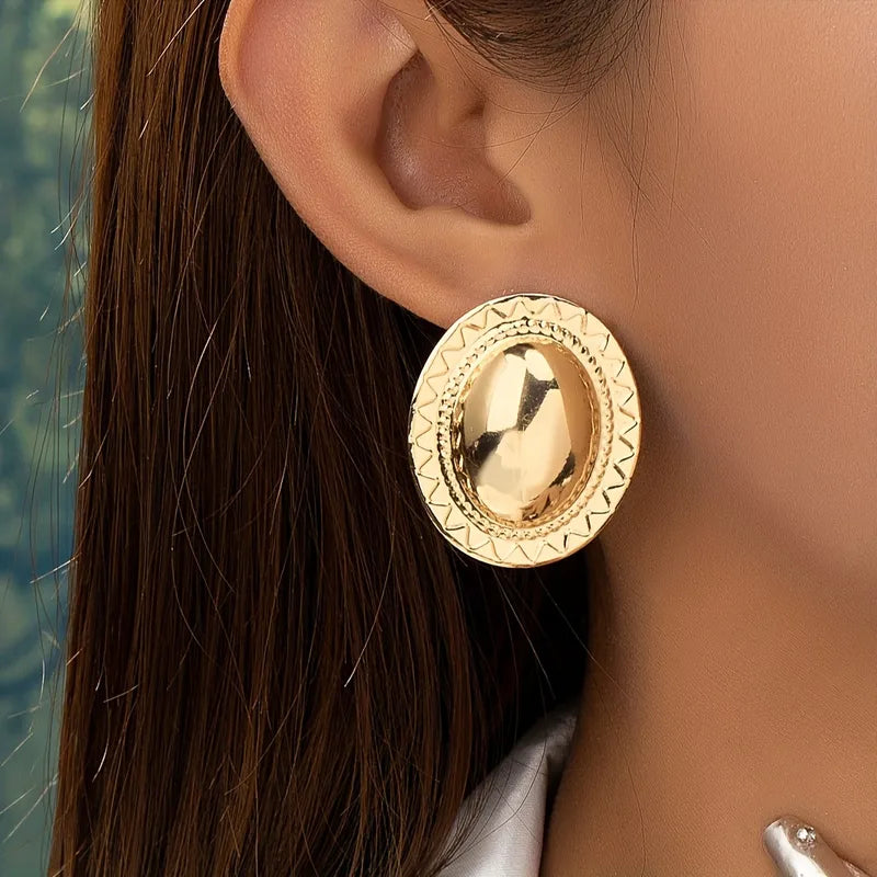 1 Pair IG Style Simple Style Oval Iron Ear Studs