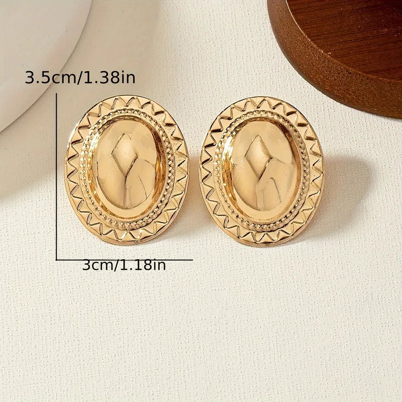 1 Pair IG Style Simple Style Oval Iron Ear Studs