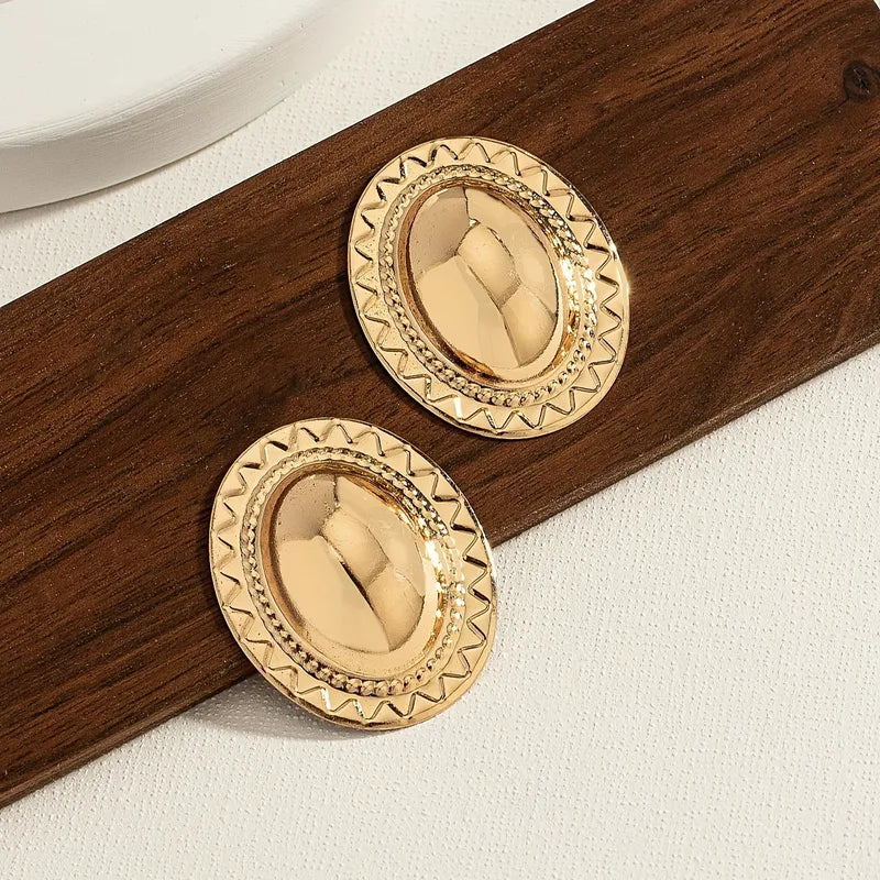 1 Pair IG Style Simple Style Oval Iron Ear Studs