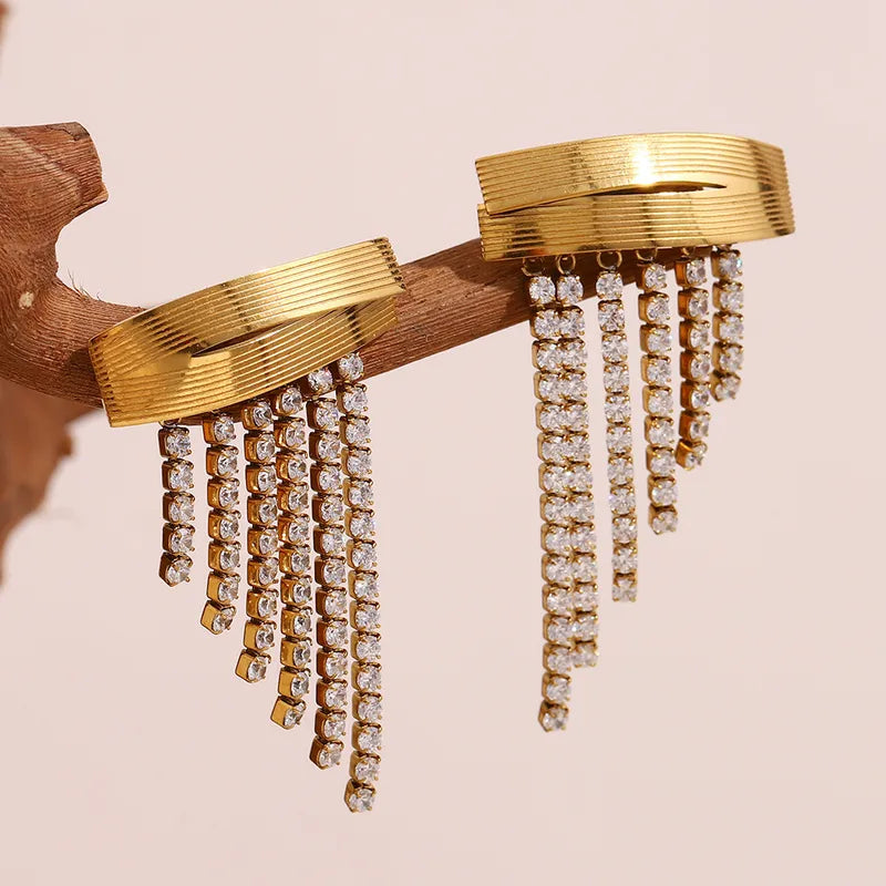 1 Pair Lady Geometric Plating 304 Stainless Steel Drop Earrings