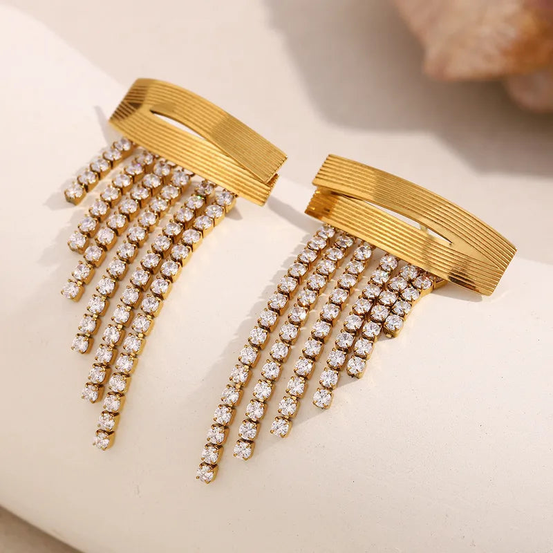 1 Pair Lady Geometric Plating 304 Stainless Steel Drop Earrings