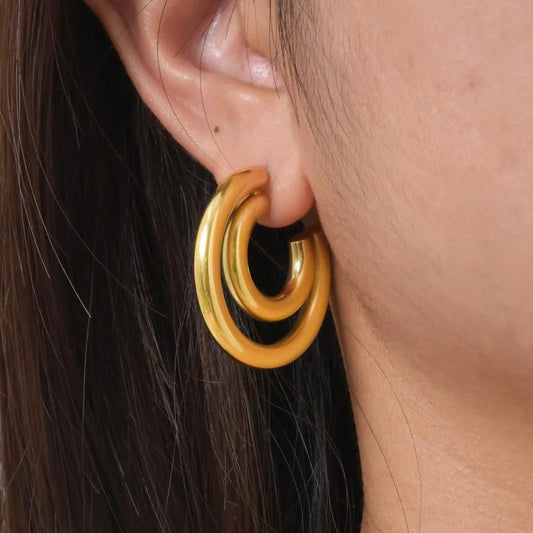 1 Pair Lady Simple Style Classic Style Solid Color Plating 304 Stainless Steel 18K Gold Plated Earrings