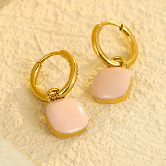 1 Pair Lady Square Plating 304 Stainless Steel Drop Earrings
