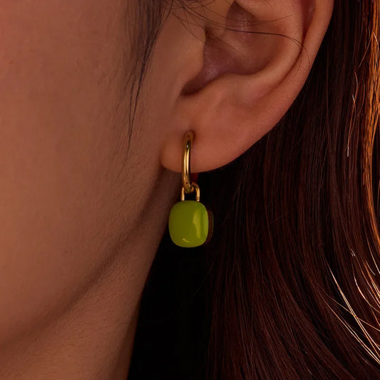 1 Pair Lady Square Plating 304 Stainless Steel Drop Earrings