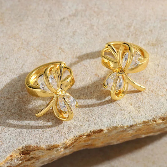 1 Pair Luxurious Romantic Artistic Butterfly Bow Knot Inlay 304 Stainless Steel Zircon Ear Studs