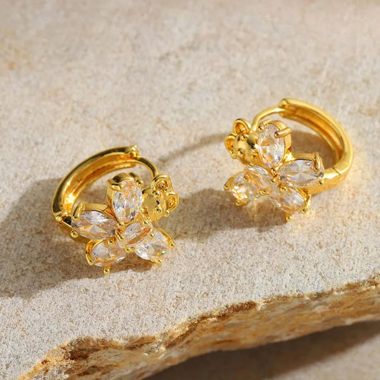 1 Pair Luxurious Romantic Artistic Butterfly Bow Knot Inlay 304 Stainless Steel Zircon Ear Studs