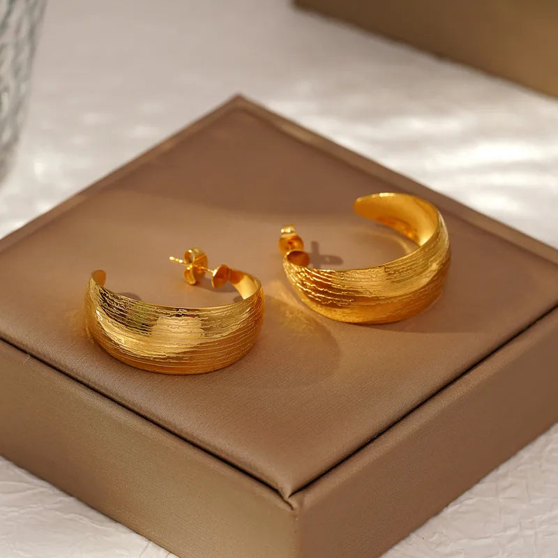 1 Pair Modern Style Shiny C Shape 304 Stainless Steel Ear Studs