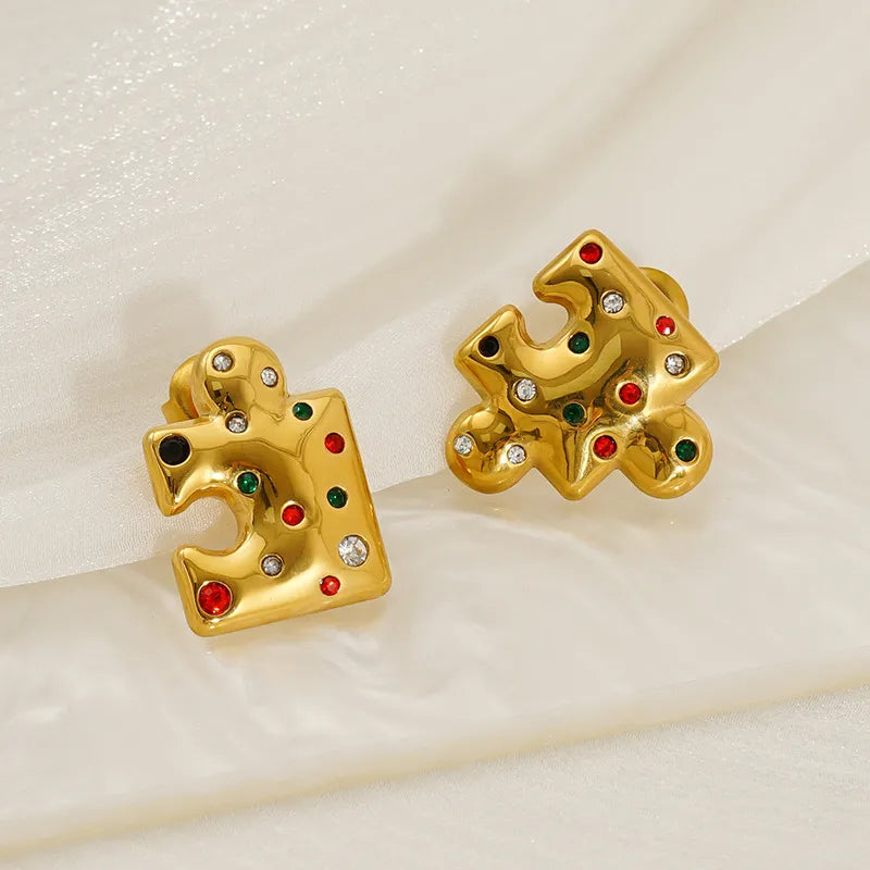 1 Pair Simple Style Classic Style Geometric Plating 304 Stainless Steel Ear Studs