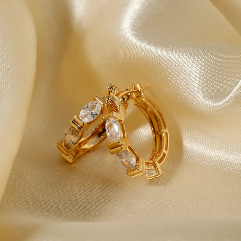 1 Pair Simple Style Classic Style Solid Color Plating Inlay Copper Zircon K Gold Plated Earrings