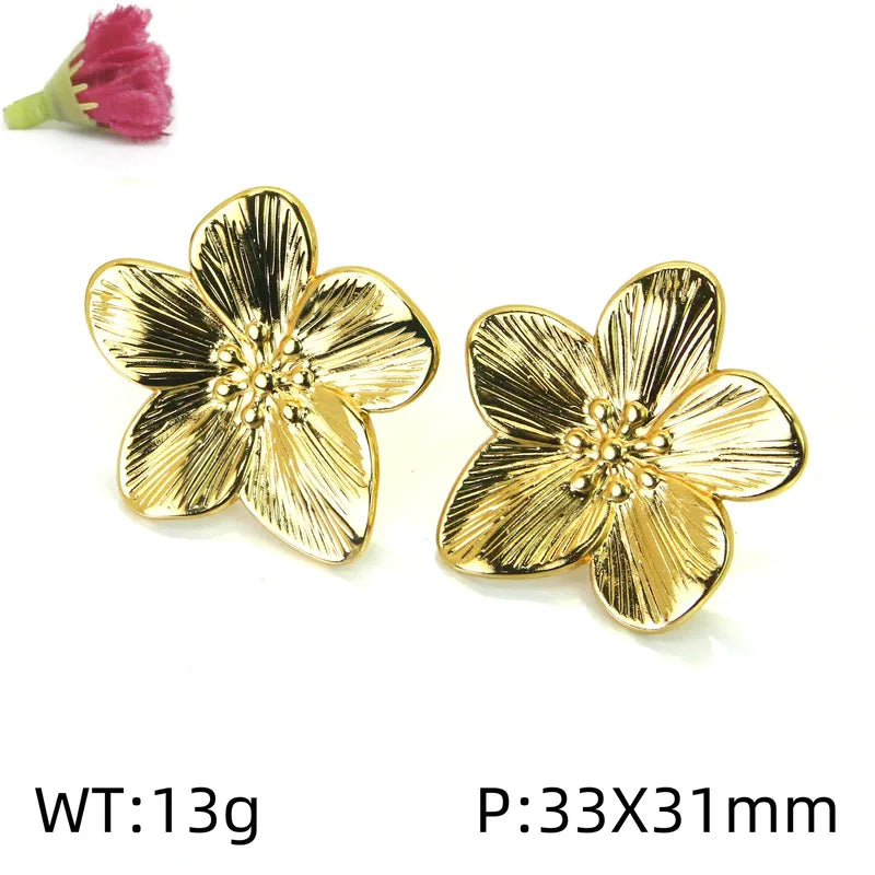 1 Pair Vacation Classic Style Flower Plating 304 Stainless Steel Artificial Pearls 18K Gold Plated Backs Drop Earrings