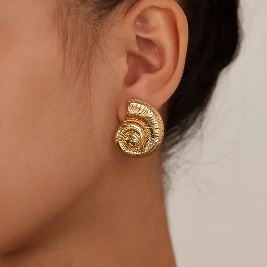 1 Pair Vacation Classic Style Round Spiral Plating 304 Stainless Steel 18K Gold Plated Backs Ear Studs