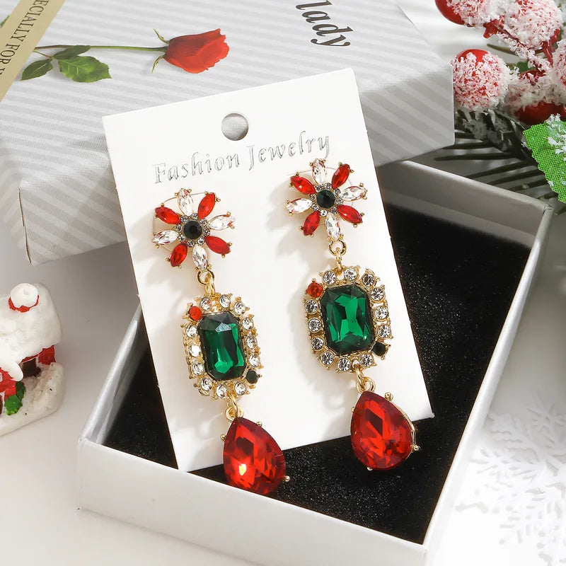 1 Pair Vintage Style Classic Style Square Argyle Rectangle Waterproof Non Tarnish Surgical Steel Alloy Artificial Gemstones Electroplated Golden Plated Women's Drop Earrings