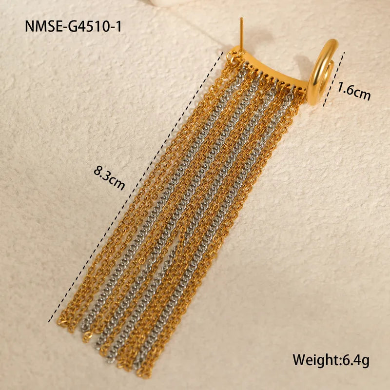 1 Piece Classic Style Geometric Tassel Mixed Metal 304 Stainless Steel 18K Gold Plated Ear Cuffs