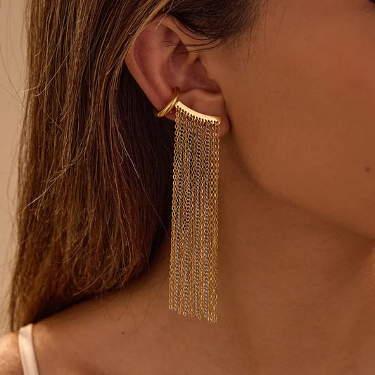 1 Piece Classic Style Geometric Tassel Mixed Metal 304 Stainless Steel 18K Gold Plated Ear Cuffs