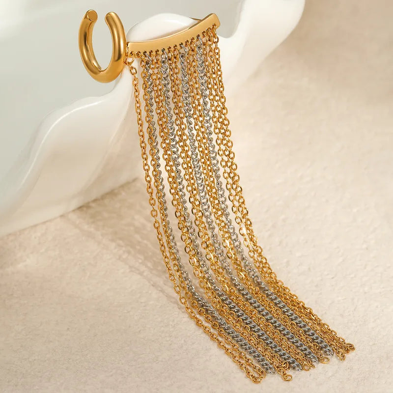 1 Piece Classic Style Geometric Tassel Mixed Metal 304 Stainless Steel 18K Gold Plated Ear Cuffs