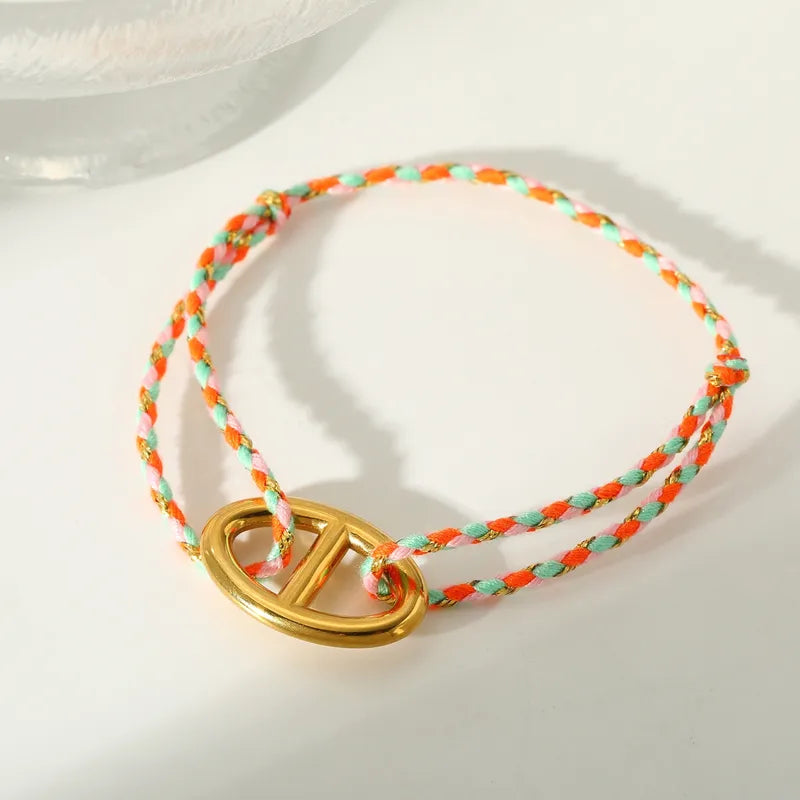 Vacuum Plating (In Furnace) 304 Stainless Steel No Inlay Material Plated 18K Real Gold  Handmade Chain Bracelet For Women