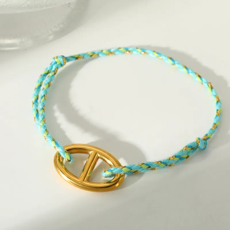 Vacuum Plating (In Furnace) 304 Stainless Steel No Inlay Material Plated 18K Real Gold  Handmade Chain Bracelet For Women