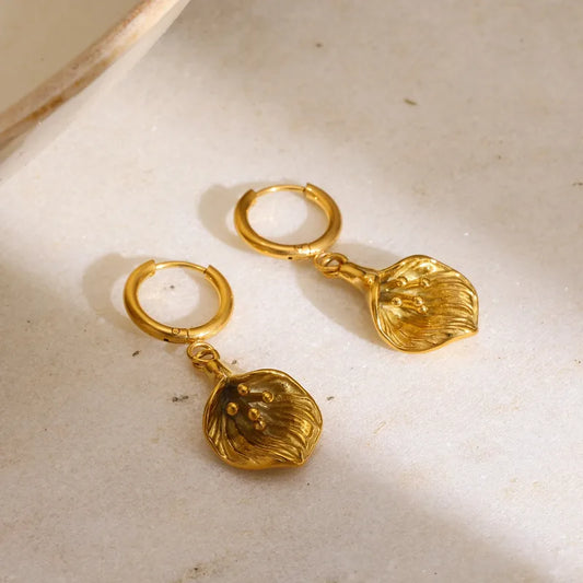 18K Gold Plated 304 Stainless Steel Vacuum Electroplating (In Furnace) Flower Earrings For Women Daily Selfie Festival