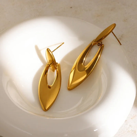 18K Gold Plated 304 Stainless Steel Vacuum Electroplating (In Furnace) Irregular Geometric Electroplated Earrings