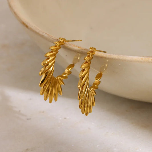 18K Gold Plated 304 Stainless Steel Vacuum Electroplating (In Furnace) Irregular Geometric Minimalist Style Earrings