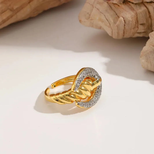 18K Gold Plated Copper Irregular Open Ring Design Adjustable Size Holiday Outdoor Formal Occasion Gold Color Women's Ring