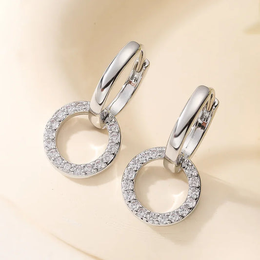 18K Gold Plated Copper Zircon Geometric Earrings For Women Vintage