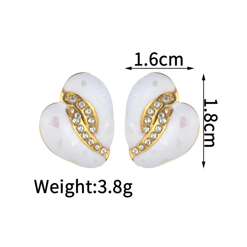 18K Gold Plated Diamond Heart-shaped Earrings Minimalist