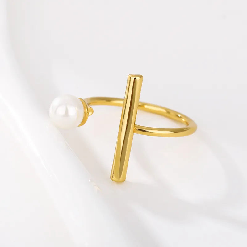 18K Gold Plated Pearl Ring Geometric Evil Eye Design Ladies Ring Festive Halloween Jewelry Accessory Elegant Chic Simple Style