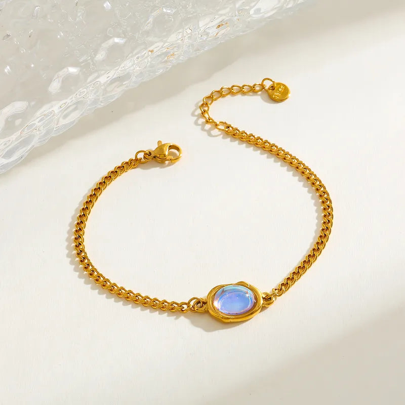 18K Gold Plated Stainless Steel Simple Zircon Embedded Bracelet Elegant Casual Everyday Date Selfie Festival Women's Style