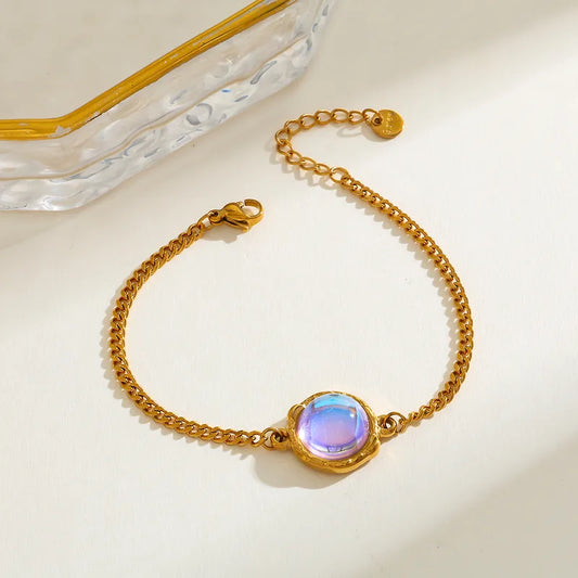 18K Gold Plated Stainless Steel Simple Zircon Embedded Bracelet Elegant Casual Everyday Date Selfie Festival Women's Style