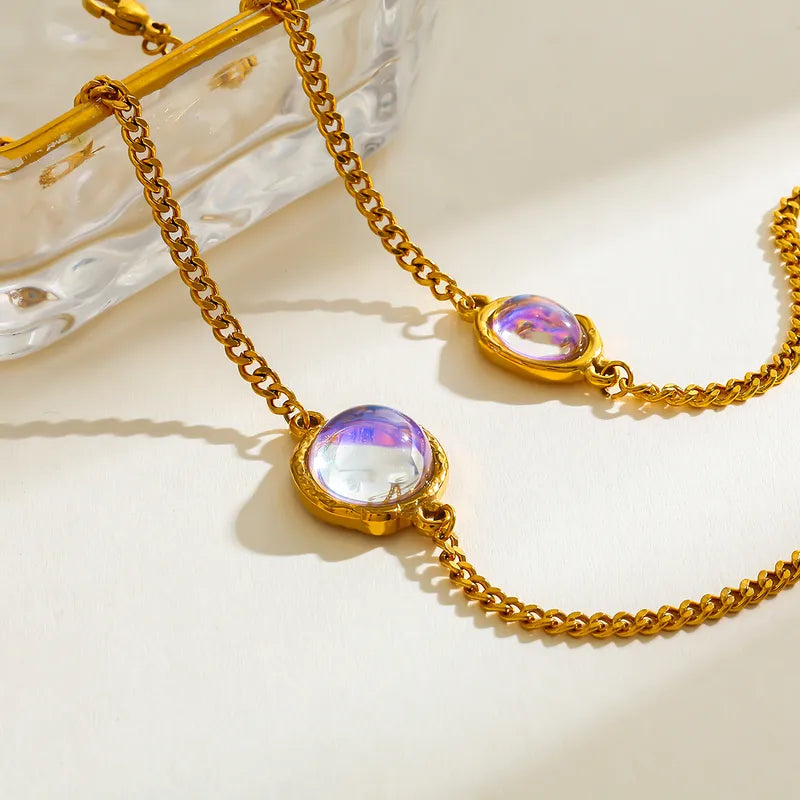 18K Gold Plated Stainless Steel Simple Zircon Embedded Bracelet Elegant Casual Everyday Date Selfie Festival Women's Style