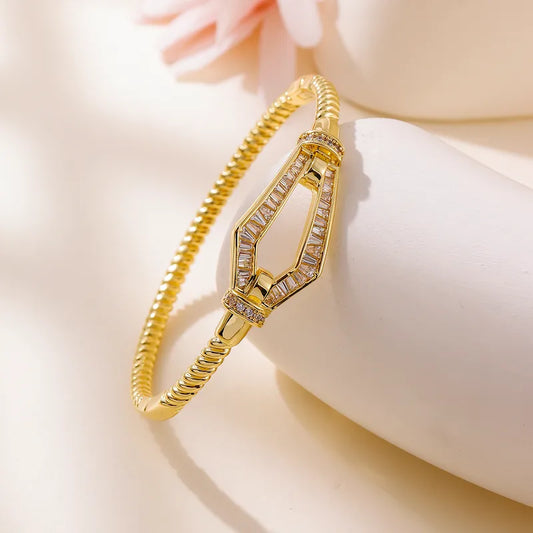 18K Real Gold Plated Zircon Horseshoe Clasp Bracelet New Vintage Niche Bracelet Light Luxury High-end Jewelry Wholesale