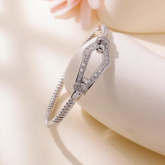 18K Real Gold Plated Zircon Horseshoe Clasp Bracelet New Vintage Niche Bracelet Light Luxury High-end Jewelry Wholesale