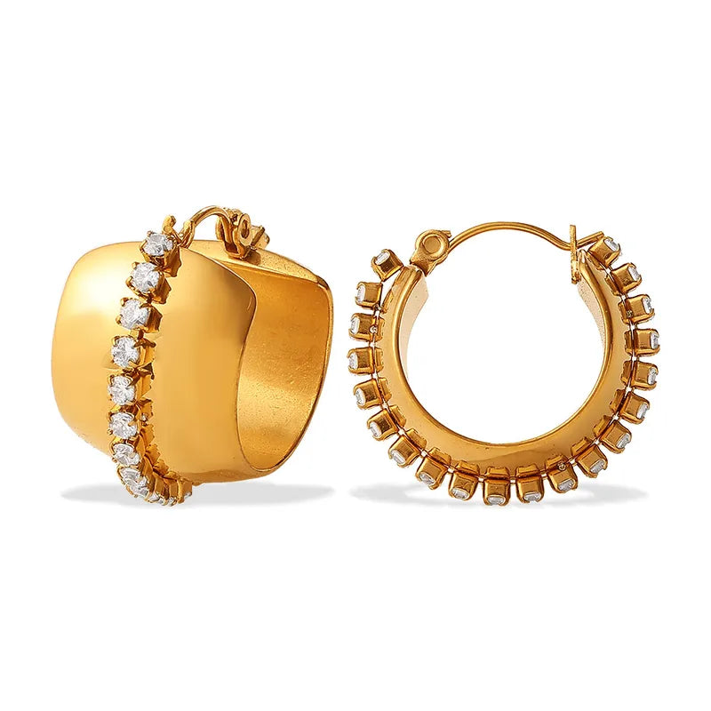 2025 New Trendy Hot-Selling Internet Celebrity Popular Earrings Personality Versatile Irregular Geometric Rhinestone Earrings