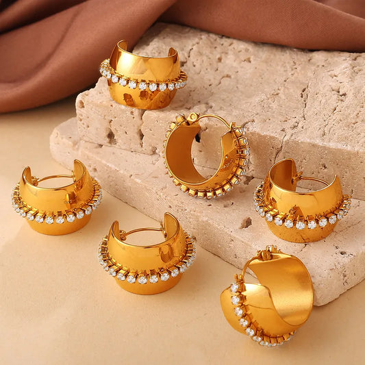 2025 New Trendy Hot-Selling Internet Celebrity Popular Earrings Personality Versatile Irregular Geometric Rhinestone Earrings