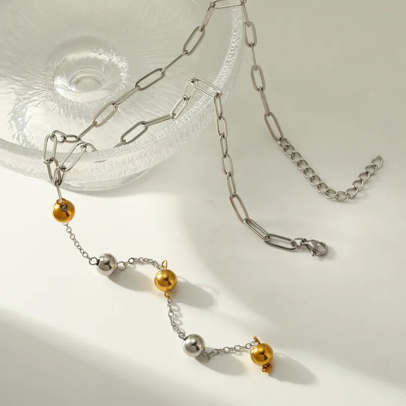 303201 Stainless Steel Round Vacuum Electroplating (In Furnace) Plated 18K Real Gold No Inlay Material Women's Suitable Necklace