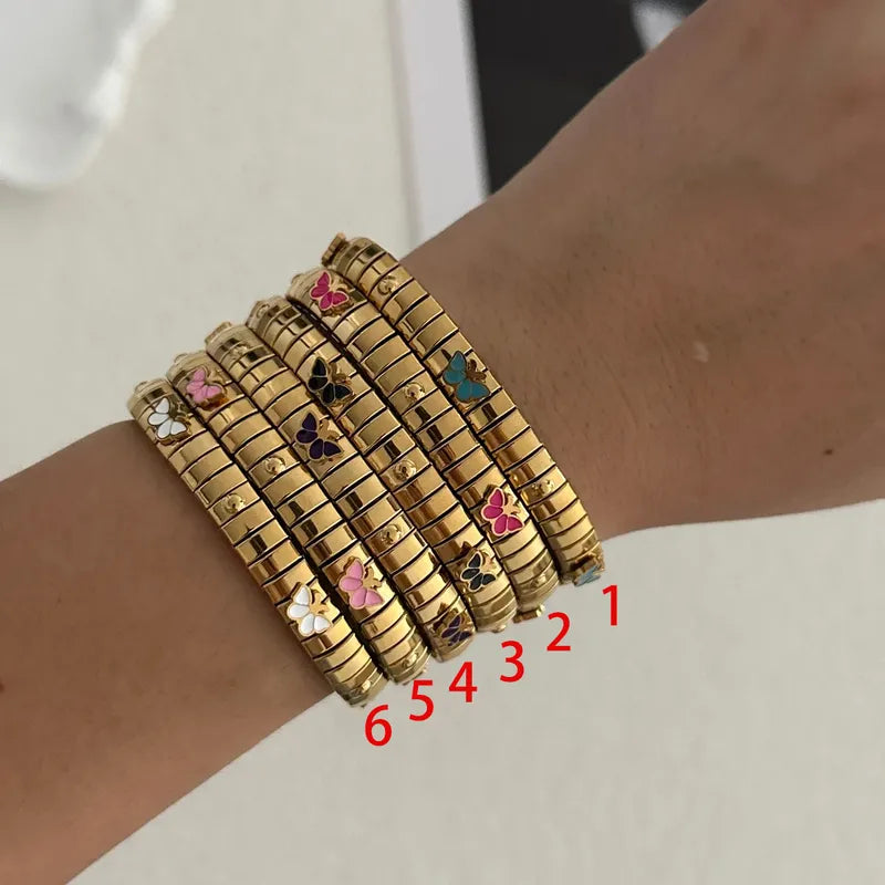 304 Stainless Steel Butterfly Vacuum Plating (In Furnace) Plated 18K Real Gold No Inlay Material Casual Elegant Cute Bracelet