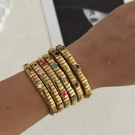 304 Stainless Steel Five-Pointed Star Vacuum Plating (In Furnace) 18K Real Gold Plated No Inlay Material Casual Cute Bracelet