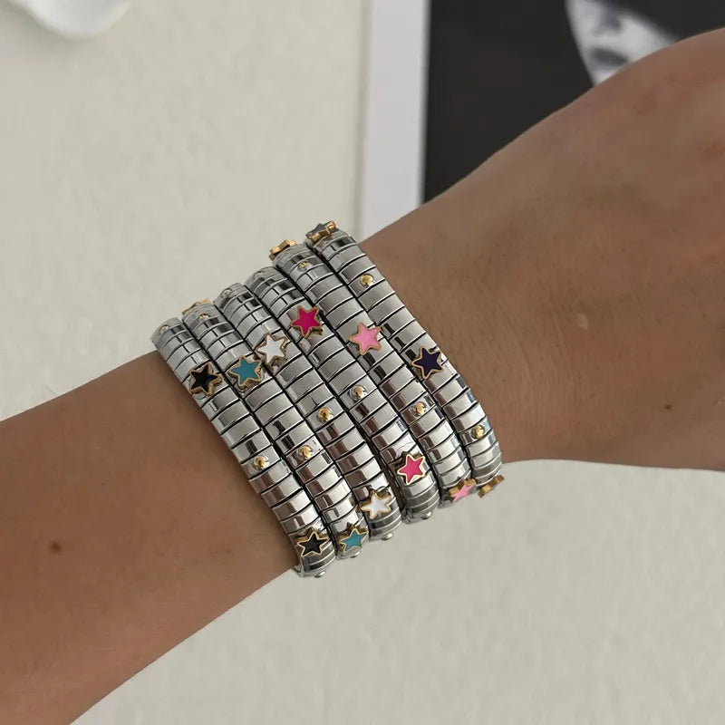 304 Stainless Steel Five-Pointed Star Vacuum Plating (In Furnace) 18K Real Gold Plated No Inlay Material Casual Cute Bracelet