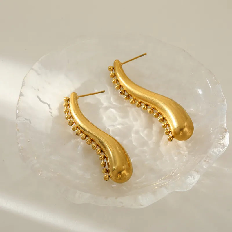 304 Stainless Steel Gold Plated Vacuum Electroplating (In Furnace) Gold Women's Geometric Exaggerated Earrings