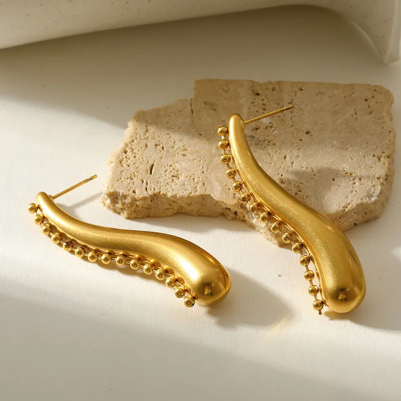 304 Stainless Steel Gold Plated Vacuum Electroplating (In Furnace) Gold Women's Geometric Exaggerated Earrings