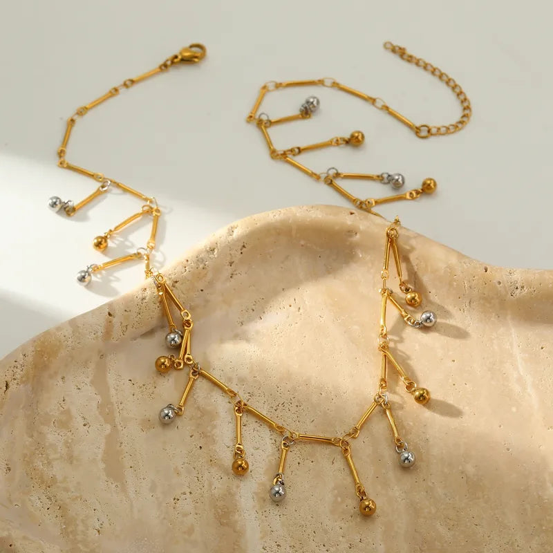 304 Stainless Steel Round Vacuum Electroplating (In Furnace) Plated 18K Real Gold Handmade Chain Lobster Clasp Women's Suitable Necklace