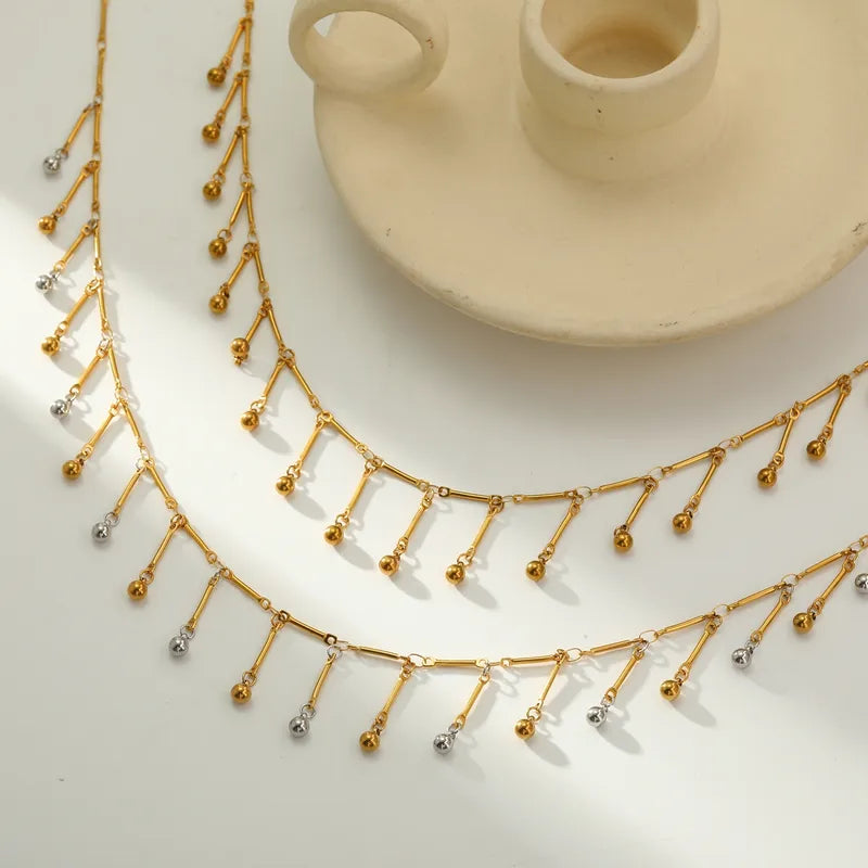 304 Stainless Steel Round Vacuum Electroplating (In Furnace) Plated 18K Real Gold Handmade Chain Lobster Clasp Women's Suitable Necklace