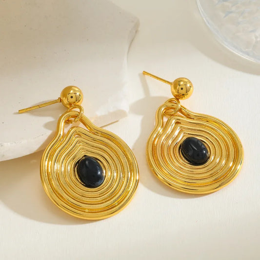 304 Stainless Steel Round Water Plating Vacuum Electroplating (In Furnace) Imitation Pearl Plating 18K Real Gold Cute Hip Hop Minimalist Style Earrings