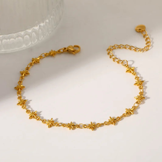 304 Stainless Steel Star Flower Butterfly Vacuum Plating (In Furnace) 18K Real Gold Plated Handmade Chain Lobster Clasp Gold Women's Bracelet
