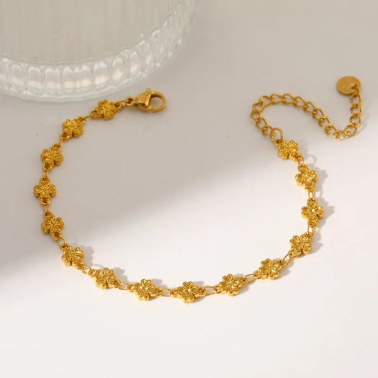 304 Stainless Steel Star Flower Butterfly Vacuum Plating (In Furnace) 18K Real Gold Plated Handmade Chain Lobster Clasp Gold Women's Bracelet