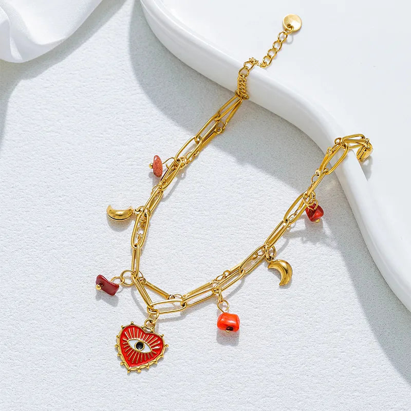 304 Stainless Steel Sun Star Moon Vacuum Plating (In Furnace) No Inlay Material Modern Style Simple Style Classic Style (Jewelry) Waterproof Non-Fading Plating Gold Bracelet Street Style High Street Shiny