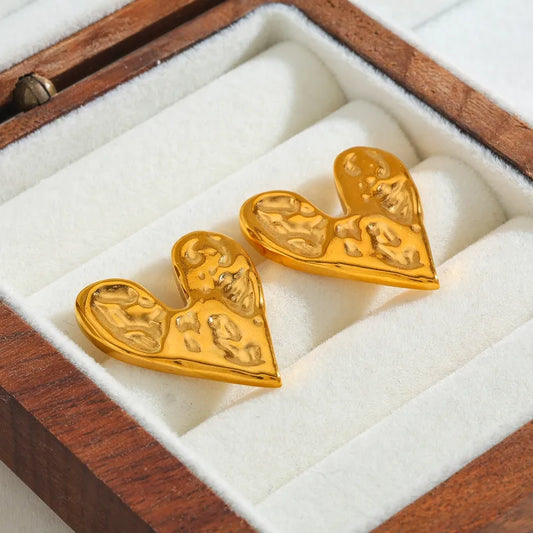 304 Stainless Steel Vacuum Plating (In-Furnace) 18K Real Gold Plated Heart-Shaped Casual Women's Gold Earrings