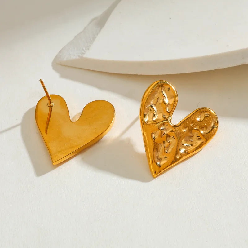 304 Stainless Steel Vacuum Plating (In-Furnace) 18K Real Gold Plated Heart-Shaped Casual Women's Gold Earrings