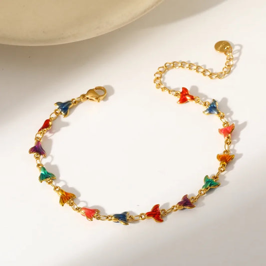 304 Stainless Steel Vacuum Plating (In Furnace) 18K Real Gold Plated Oil Drop Women's Lobster Clasp Handmade Chain Bracelet